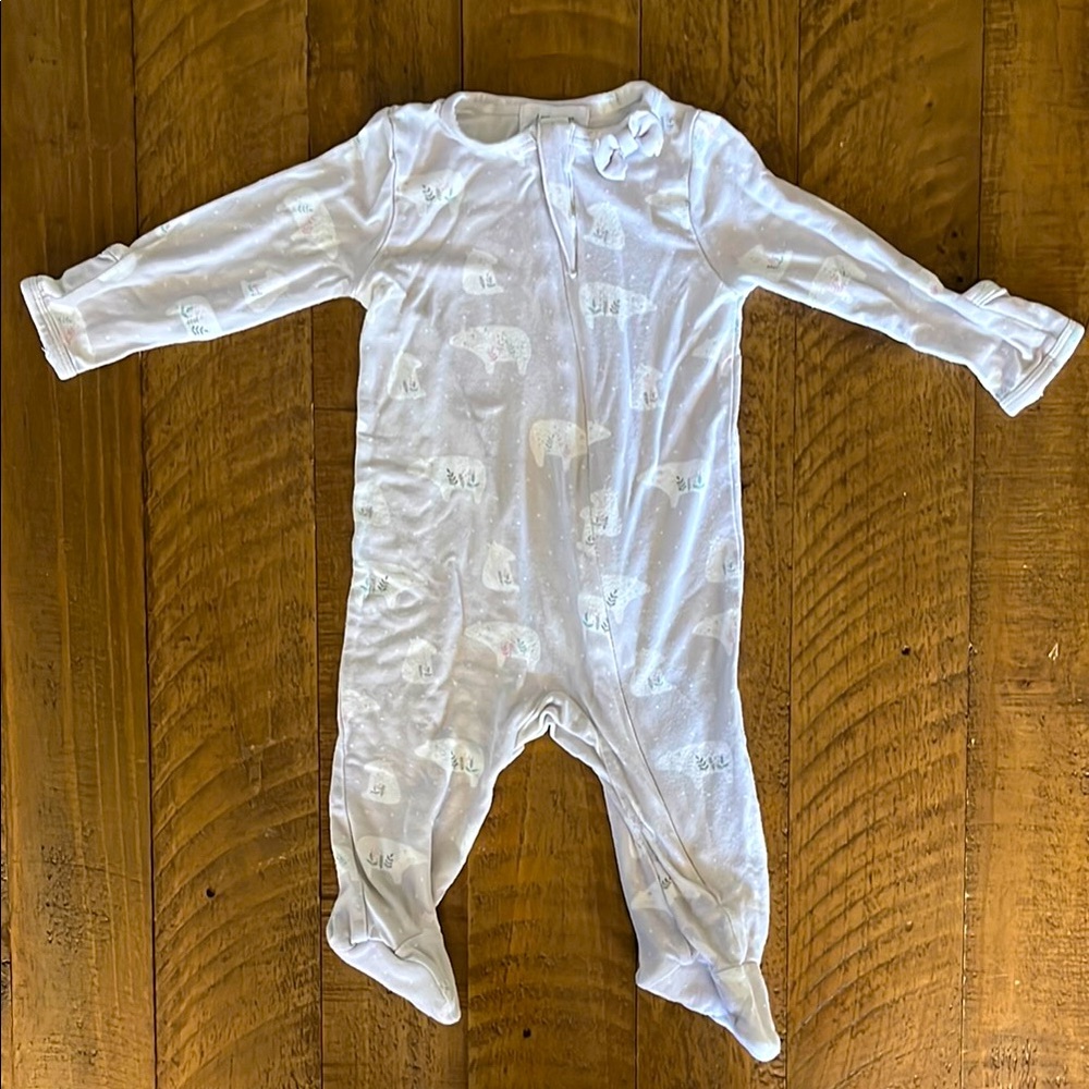 Angel Dear Bamboo zip footie in sweet polar bear print